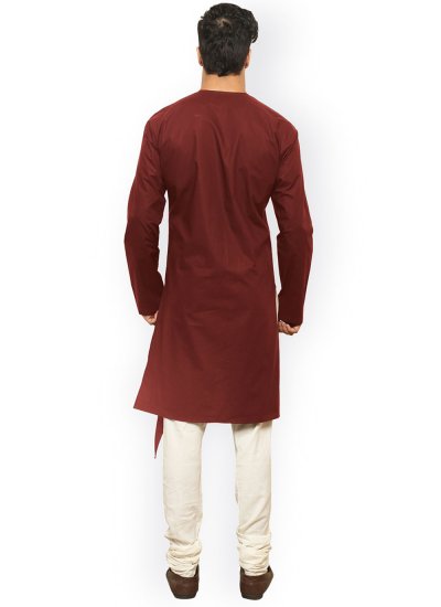 Maroon Blended Cotton Festival Indo Western