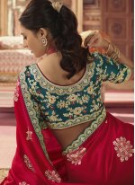 Maroon Embroidered Engagement Traditional Saree