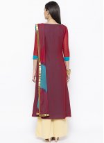 Maroon Embroidered Festival Readymade Suit