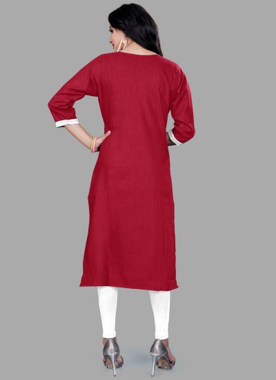 Maroon Embroidered Party Wear Kurti