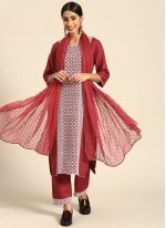 Maroon Embroidered Readymade Salwar Suit