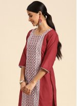 Maroon Embroidered Readymade Salwar Suit