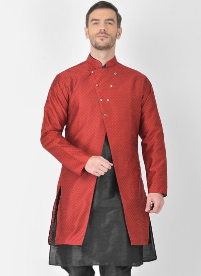 Maroon Fancy Dupion Silk Jacket Style