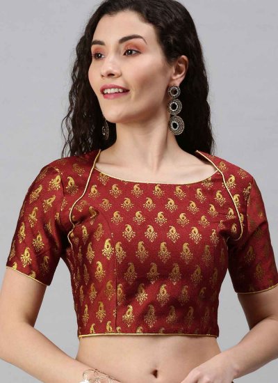 Maroon Fancy Jacquard Blouse