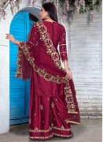 Maroon Festival Georgette Satin Designer Pakistani Salwar Suit