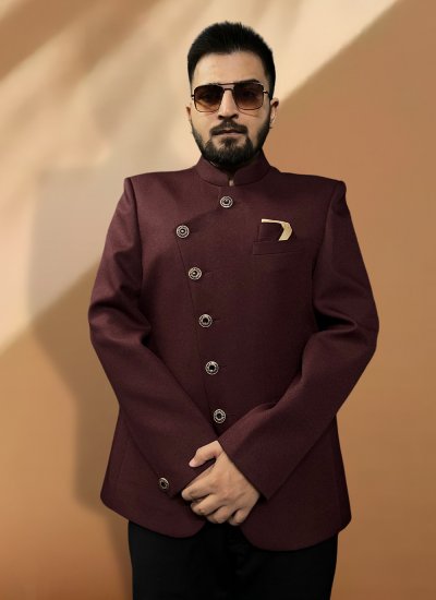 Maroon Festival Rayon Coats & Blazers