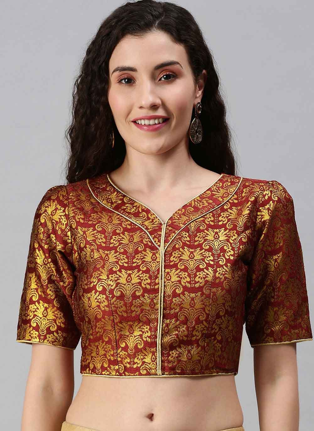 Maroon Jacquard Fancy Blouse