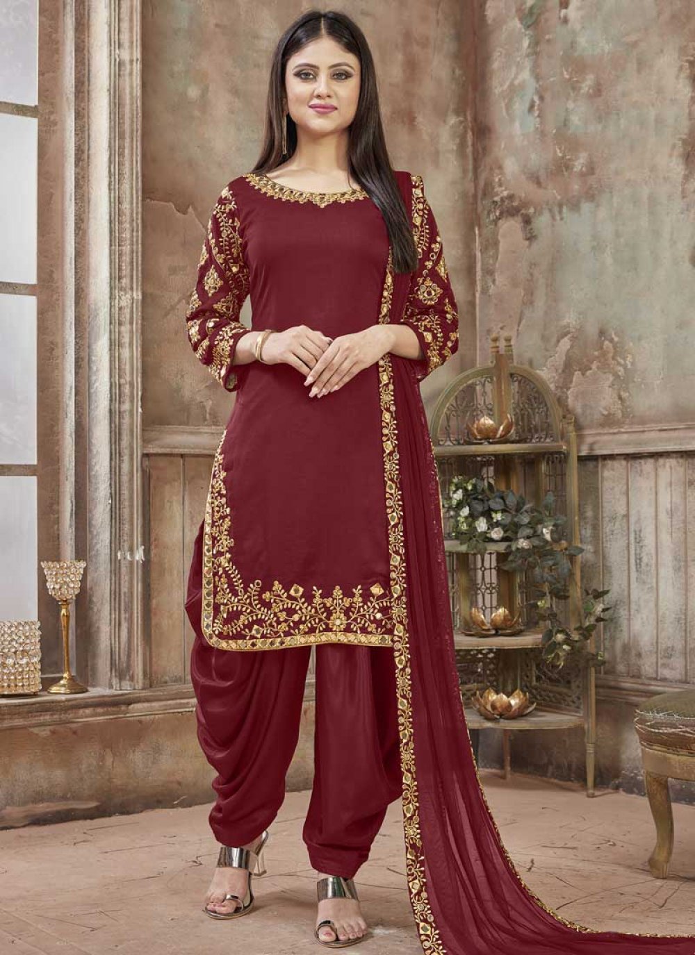 Silk Punjabi Suit at Rs 900 | Punjabi Ladies Suit in Ahmedabad | ID:  10474555797
