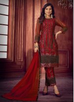 Maroon Sequins Net Designer Salwar Suit