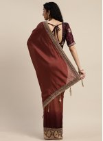Maroon Silk Traditional Designer Saree