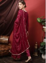Maroon Silk Trendy Salwar Kameez