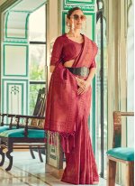 Maroon Silk Weaving Classic Saree