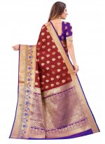 Maroon Silk Weaving Traditional Designer Saree