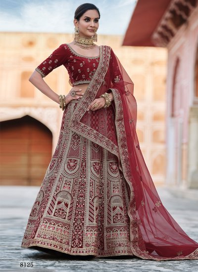 Lehenga Choli: Buy designer velvet heavy embroidery lehenga choli online -  Shop online women fashion, indo-western, ethnic wear, sari, suits, kurtis,  watches, gifts.