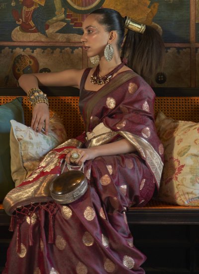
                            Maroon Weaving Classic Saree