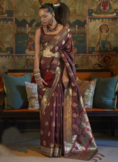 Maroon Weaving Classic Saree