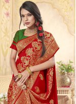 Marvelous Banarasi Silk Red Weaving Designer Saree