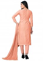 Marvelous Orange Embroidered Chanderi Silk Straight Salwar Suit