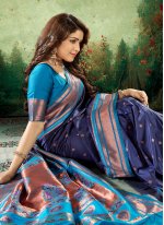 Masterly Blue Weaving Silk Designer Saree