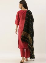 Masterly Chanderi Abstract Print Red Trendy Salwar Suit