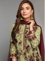Masterly Faux Georgette Embroidered Designer Suit