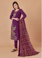 Meenakari Banarasi Silk Salwar Suit in Purple