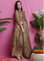 Mesmeric Chanderi Beige Digital Print Salwar Suit