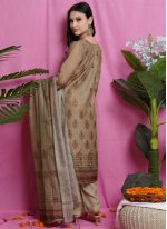 Mesmeric Chanderi Beige Digital Print Salwar Suit