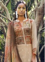 Mesmeric Cotton Lawn Cream Digital Print Designer Pakistani Suit