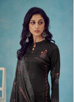 Mesmeric Digital Print Cotton Black Straight Salwar Suit