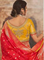 Mesmeric Red Embroidered Silk Traditional Designer Saree