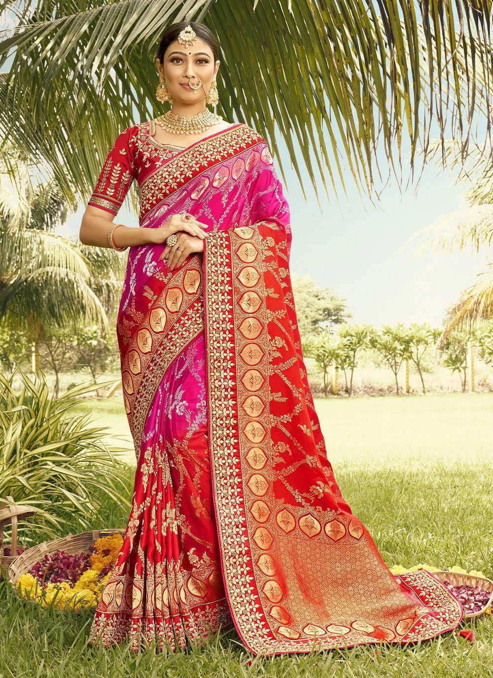 Silk Red Saree for Wedding Reception Party Function Wear Banarasi Silk Kani  Saree for Women, Royal Look Saree Gifts for Women. - Etsy