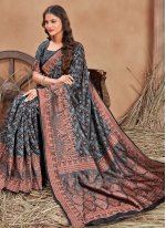 Mesmerizing Satin Silk Woven Contemporary Saree