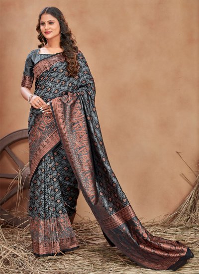 
                            Mesmerizing Satin Silk Woven Contemporary Saree