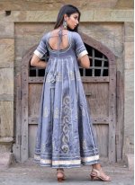 Miraculous Block Print Jamawar Silk Designer Gown