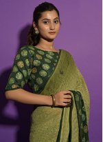 Miraculous Fancy Fabric Sequins Green Contemporary Saree
