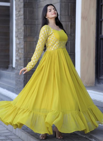 Miraculous Faux Georgette Casual Floor Length Gown