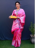 Miraculous Kanchipuram Silk Pink Trendy Saree