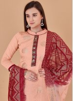 Miraculous Sequins Banarasi Silk Peach Trendy Salwar Suit