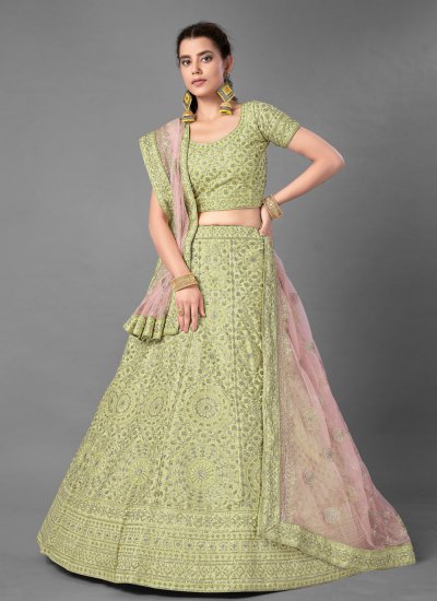 Miraculous Sequins Green Art Silk Bollywood Lehenga Choli