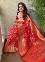 Miraculous Silk Red Weaving Saree