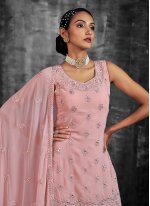 Mirror Georgette Straight Salwar Kameez in Rose Pink