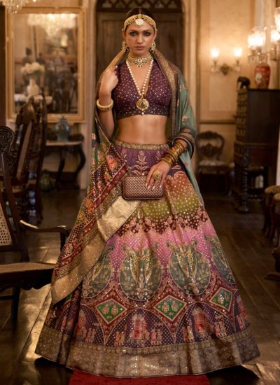 Mirror Silk Readymade Lehenga Choli in Multi Colour