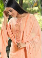 Mod Cotton Peach Sequins Designer Pakistani Suit