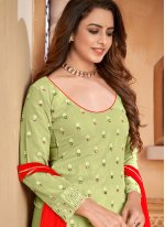 Mod Green Embroidered Designer Patiala Suit