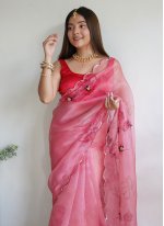 Mod Organza Cutwork Pink Trendy Saree