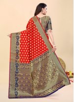 Mod Red Weaving Traditional Designer Saree