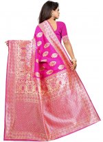 Modern Art Silk Hot Pink Weaving Casual Saree