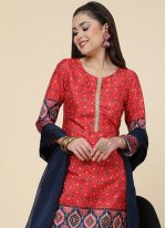 Modernistic Digital Print Red Straight Salwar Suit 