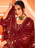 Modernistic Georgette Maroon Sequins Designer Pakistani Suit